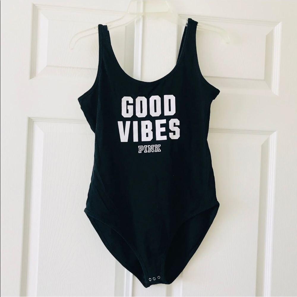 Victoria's Secret PINK Black Bodysuit Tank Top 
Size Large